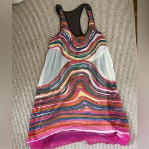 100% Silk Calypso St Barth Reversible Virbrant Striped Dress Size S